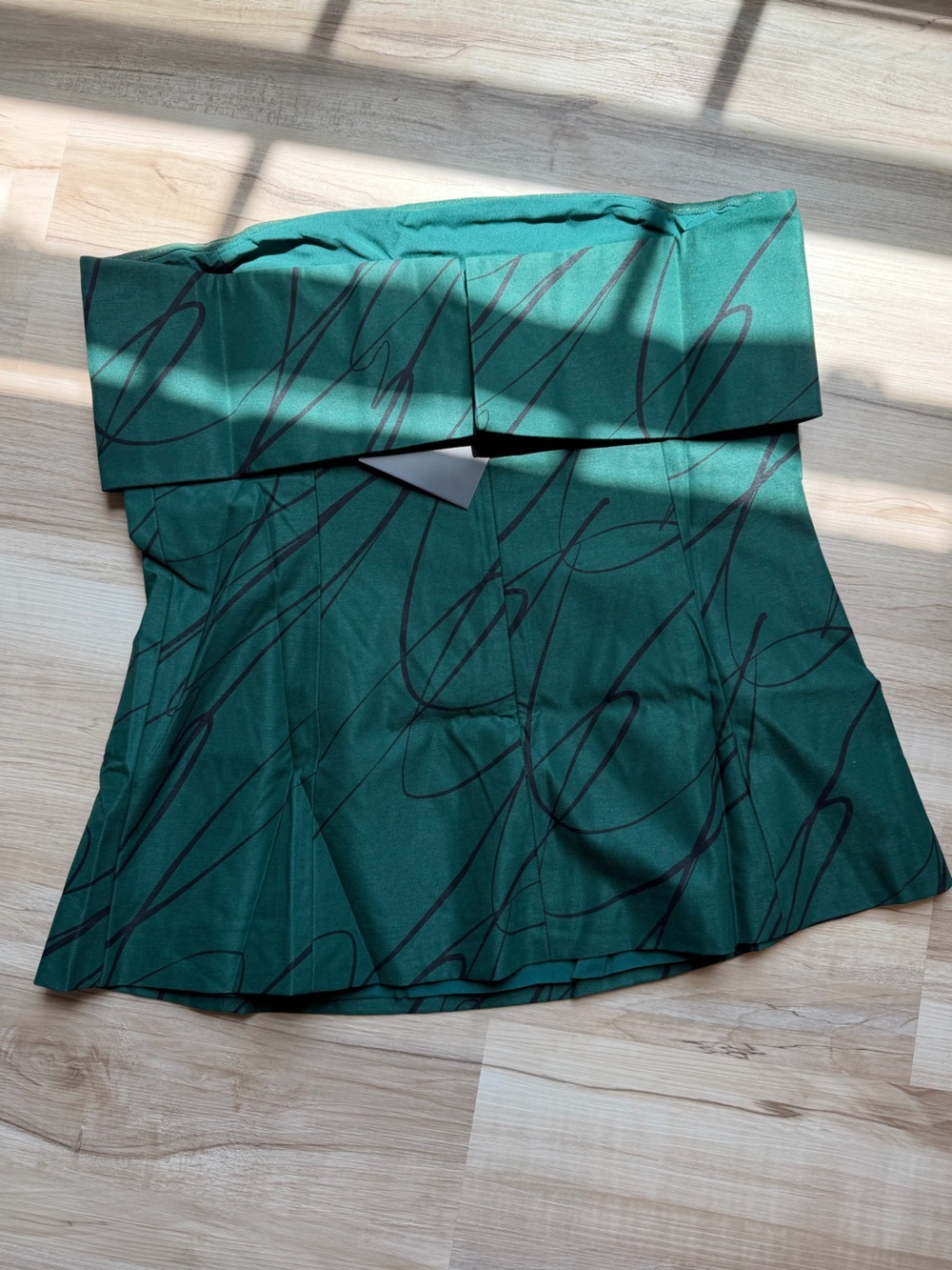 Tuckernuck Pine Twombly Adrienne Strapless Peplum Top Abstract Swirl Print LARGE - Picture 2 of 8